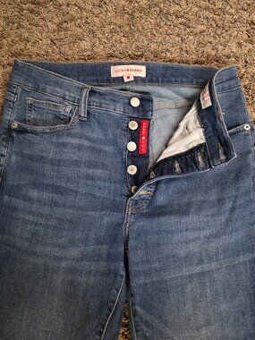 Women Lucky Brand Button Fly Blue Jeans Size 12 w/31" Inseam